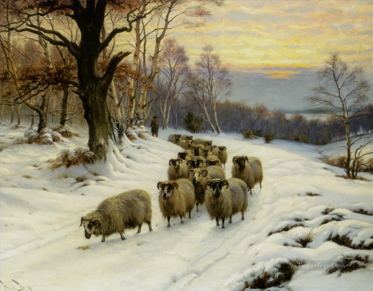 pastor en invierno Pintura al óleo